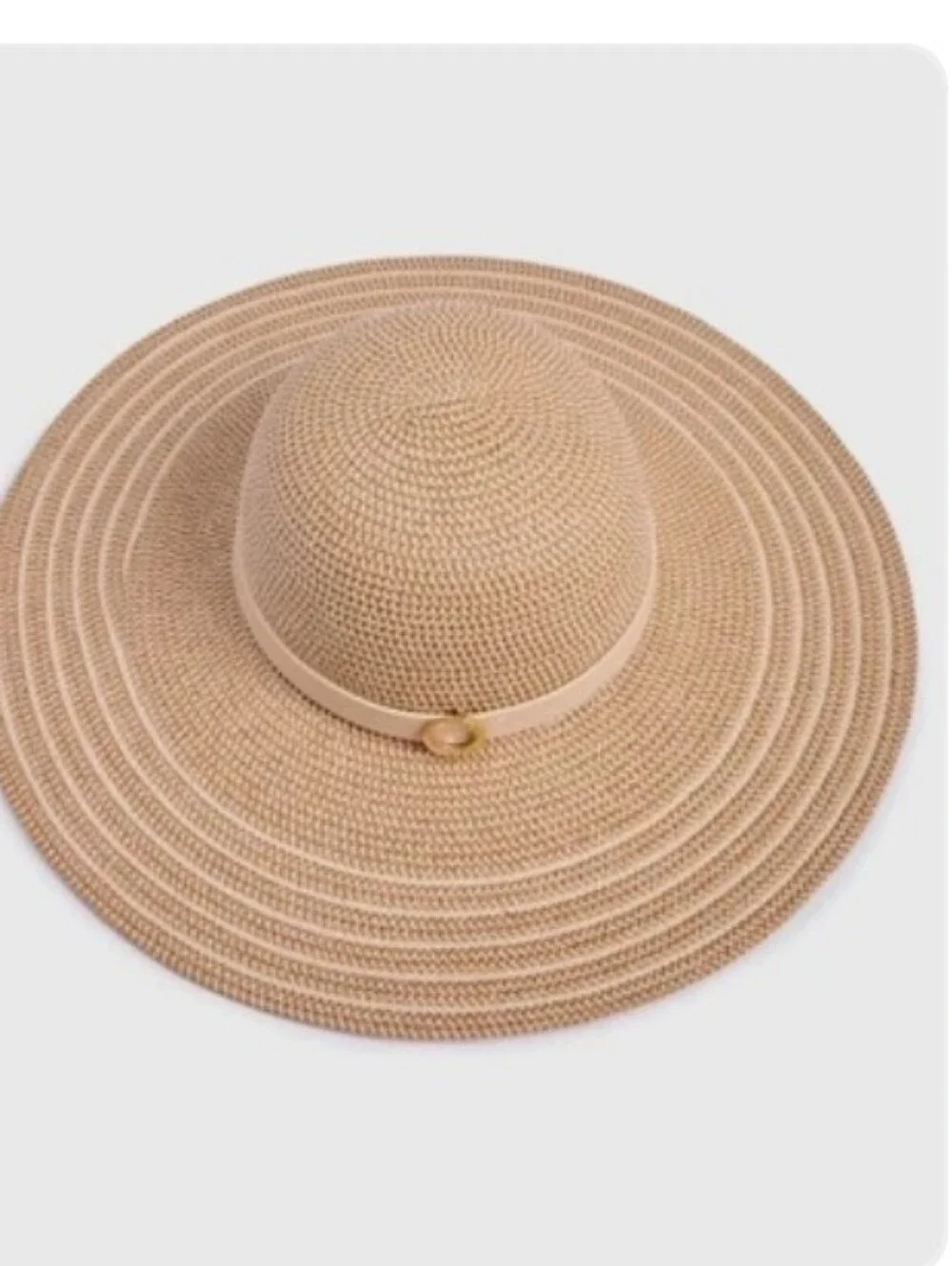 INC International Concepts Wide-Brim Straw Sun Hat in Beige with Ribbon - Picture 2 of 2